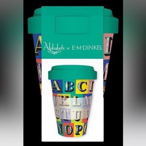 🆕KINGFISHER: Bamboo Travel Mug – Alphabets Design by E.M.Dinkel 14 oz